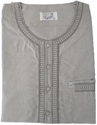 Jalabiya à manches courtes et col rond pour hommes - robe à manches