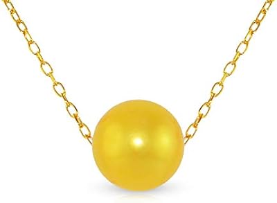 Collier pendentif pour femme en or 10 carats avec une perle dorée suspendue
