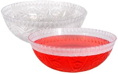 Paquet de 2 bols alimentaires ronds en plastique découpés en cristal pour salades