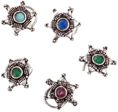 Épingle à nez en argent oxydé au design occidental moderne pour femmes