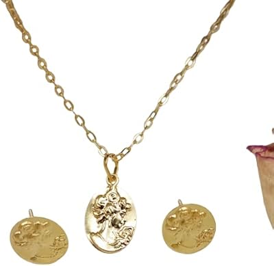 Parure de bijoux princesse en or pur 18 carats avec fermoir en or