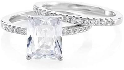 Bague de mariage baguette buckley london pour femme, argent, métal, zircone cubique