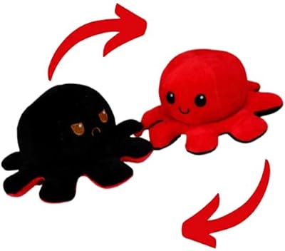 Poupée en peluche poulpe réversible halle bee poulpe noir et rouge