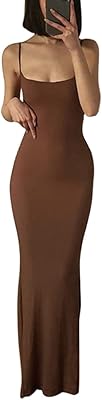 Robe longue moulante décontractée sans manches pour femmes, couleur unie