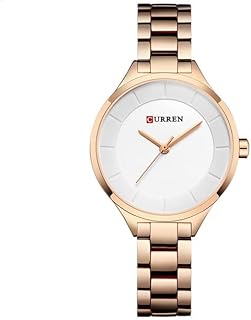 Montre analogique pour femme boîtier en acier inoxydable or rose cadran