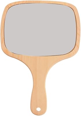 Miroir de maquillage en bois, miroir de maquillage à main avec poignée