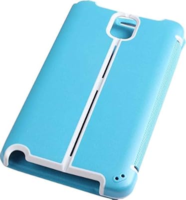 Étui à rabat en cuir pu bicolore pour samsung galaxy note 3, bleu