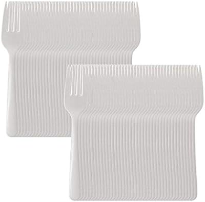 Fourchettes jetables écologiques, 150 pièces de fourchettes en amidon biodégradables durables, résistantes à