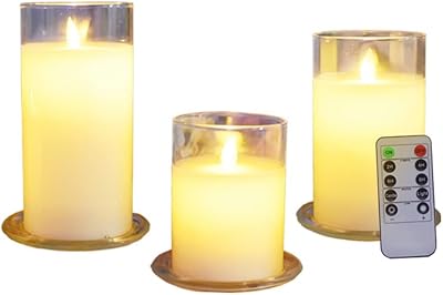 Bougies sans flamme amerteer, bougies vacillantes à piles, résistantes à la chaleur, comprenant