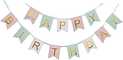 Bannière joyeux anniversaire pour décorer les fêtes d'anniversaire d'enfants, rose et bleu. Explorez un monde de bonnes affaires sur Diaytar Sénégal