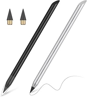 Crayon en métal sans encre stylo infini éternel réutilisable crayon remplaçable avec 2