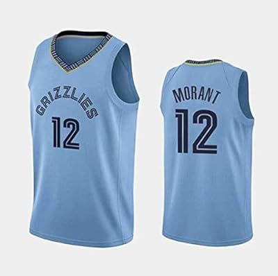 Memphis grizzlies #12 ja morant short en jersey bleu clair chemise de basket-ball