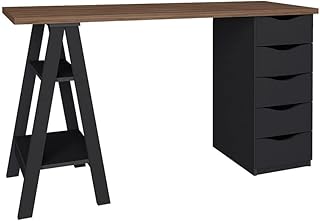 Bureau artani avec tiroirs de spirit, nogal brown et noir, largeur 136 x