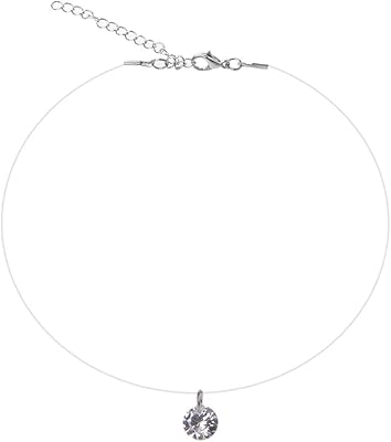 Collier élégant, collier asukuho collier invisible en zircone cubique pour femme ligne