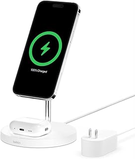 Support de chargement sans fil belkin magsafe 2-en-1 pour apple iphone 14, 13