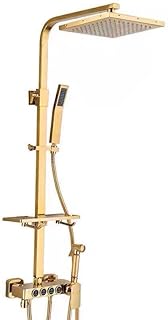 Ensemble de douche de luxe en laiton doré, robinets de douche encastrés, pomme