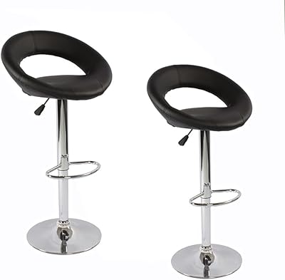 Lot de 2 tabourets de bar en cuir pu, tabouret de bar pivotant