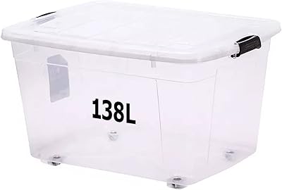 Corbeille de rangement primay de 138 litres avec couvercle verrouillable et roulettes |