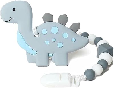 Jouets de dentition pour bébé, anneau de dentition dinosaure, jouet anti-douleur avec clip