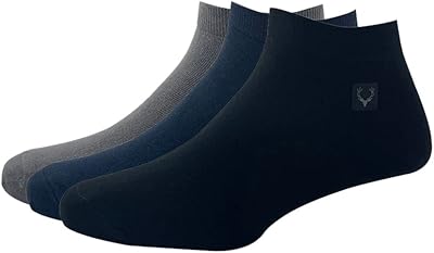 Chaussettes en coton pour hommes (paquet de 3), noir, gris foncé et bleu
