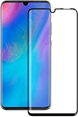 Protecteur d'écran compatible pour huawei p30 lite noir plein cadre incurvé