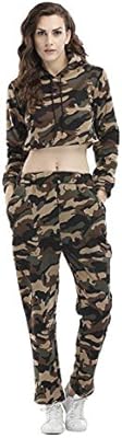 Gaoshuihuaalq t-shirt camouflage femme plus pull à capuche en velours + pantalon deux