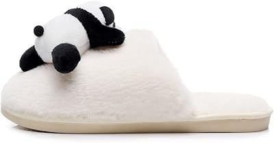 Pantoufles moelleuses pour femmes, pantoufles en peluche panda de dessin animé mignon