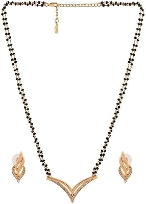 Collier mangalutra esteel plaqué or 24 carats et argent pour cadeau de saint-valentin