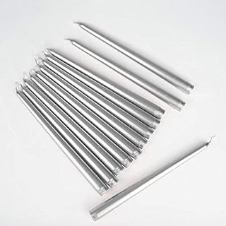 Ensemble de 12 bougies coniques argentées sehia life | bougies 10"