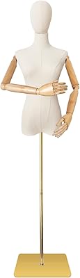 Mannequin de corps femme en tissu de lin avec tête amovible, support
