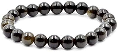 Bracelet de guérison extensible en pierre d'obsidienne naturelle de baleine blanche, perles rondes