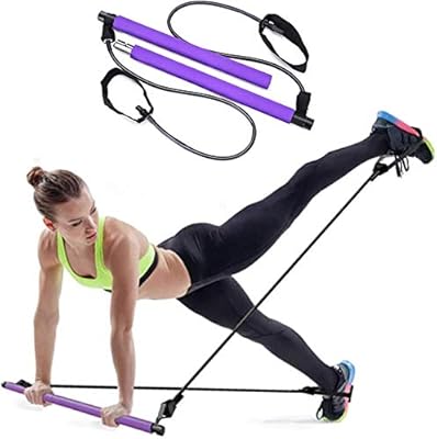 Ensemble de barres pilates avec bandes de résistance pour le yoga, bâton d'exercice portable, renforcement musculaire, gymnastique à domicile, exercice de pilates avec anneau de pied complet. Diaytar : Votre allié pouvoir d'achat au quotidien