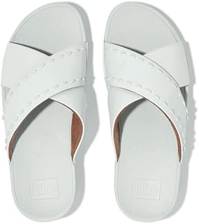 Pantoufles croisées en cuir et caoutchouc lulu pour femmes gb-a45, bleu