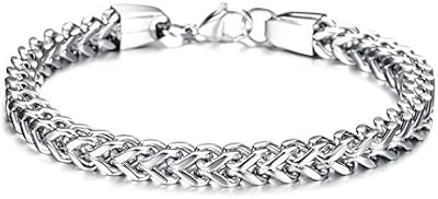 Bracelets à chaîne modernes en acier inoxydable pour hommes/unisexes de carillons jaunes, couleur argent. Diaytar : Connectez-vous aux meilleures offres