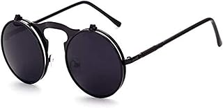Lunettes de soleil unisexes classiques avec monture ronde en métal et verres colorés
