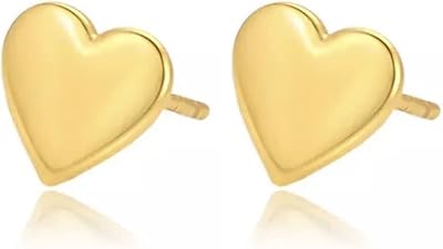 Boucles d'oreilles coeur uni remplies d'or jaune 24 carats, 7 mm, gf