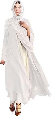 Abaya musulmane deux pièces en mousseline de soie pour femme avec hijab