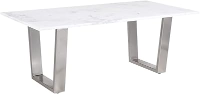 Table basse home box silverado, 120 x 45 x 60 cm, blanc/argent