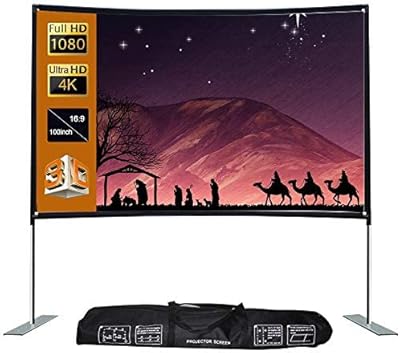 Écran de projecteur keball hd avec support 100 pouces 16:9 avec connecteur