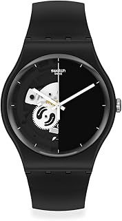 Montre à quartz biocéramique new gent avec bracelet en silicone biologique, noir, montre
