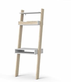 Bureau oslo à grain de bois tvilum, 75389, cadre blanc/chêne, h180,4 x l48,1
