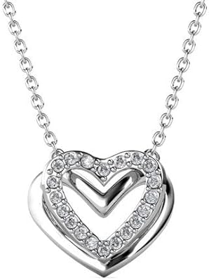 Collier pendentif elizabeth en or blanc 18 carats avec cristaux, bijoux en forme