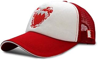 [rouge/blanc] casquette de baseball bahreïn - chapeau extérieur en polyester - foxerz fashions