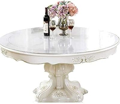 Nappe de protection transparente en pvc, housse de table à manger circulaire