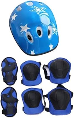 Ensemble d'équipement de protection 7 pièces pour enfants (bleu)