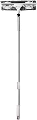 Vadrouille de nettoyage de vitres double face réglable avec tige d'extension à long