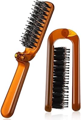 Brosse à cheveux démêlante pliable de poche inex pour femmes et hommes (marron)