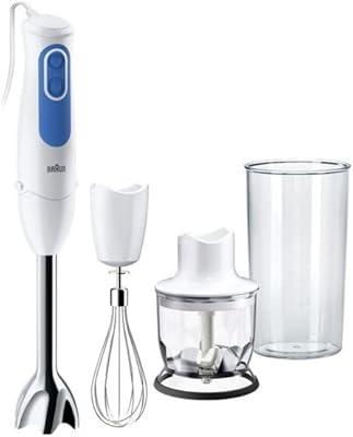 Mélangeur plongeant braun mq 3025 multiquick 3 700 watts blanc bleu