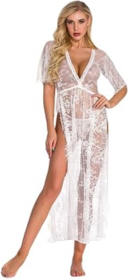 Vêtements de nuit sexy en dentelle pour femmes, robe de nuit sexy