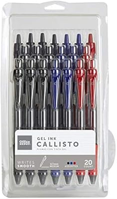 Stylos à encre gel rétractables callisto d'office depot, pointe moyenne, 0,7 mm, alimentation